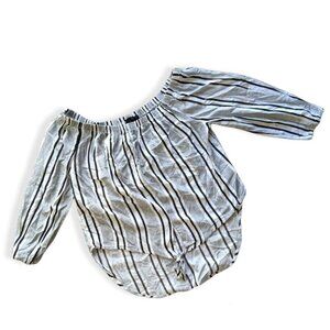 STREETWEAR SOCIETY  Top Shirt Long Sleeve Striped Black and White  Size …